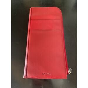 KAEHLER Red Leather Zippered Passport Wallet